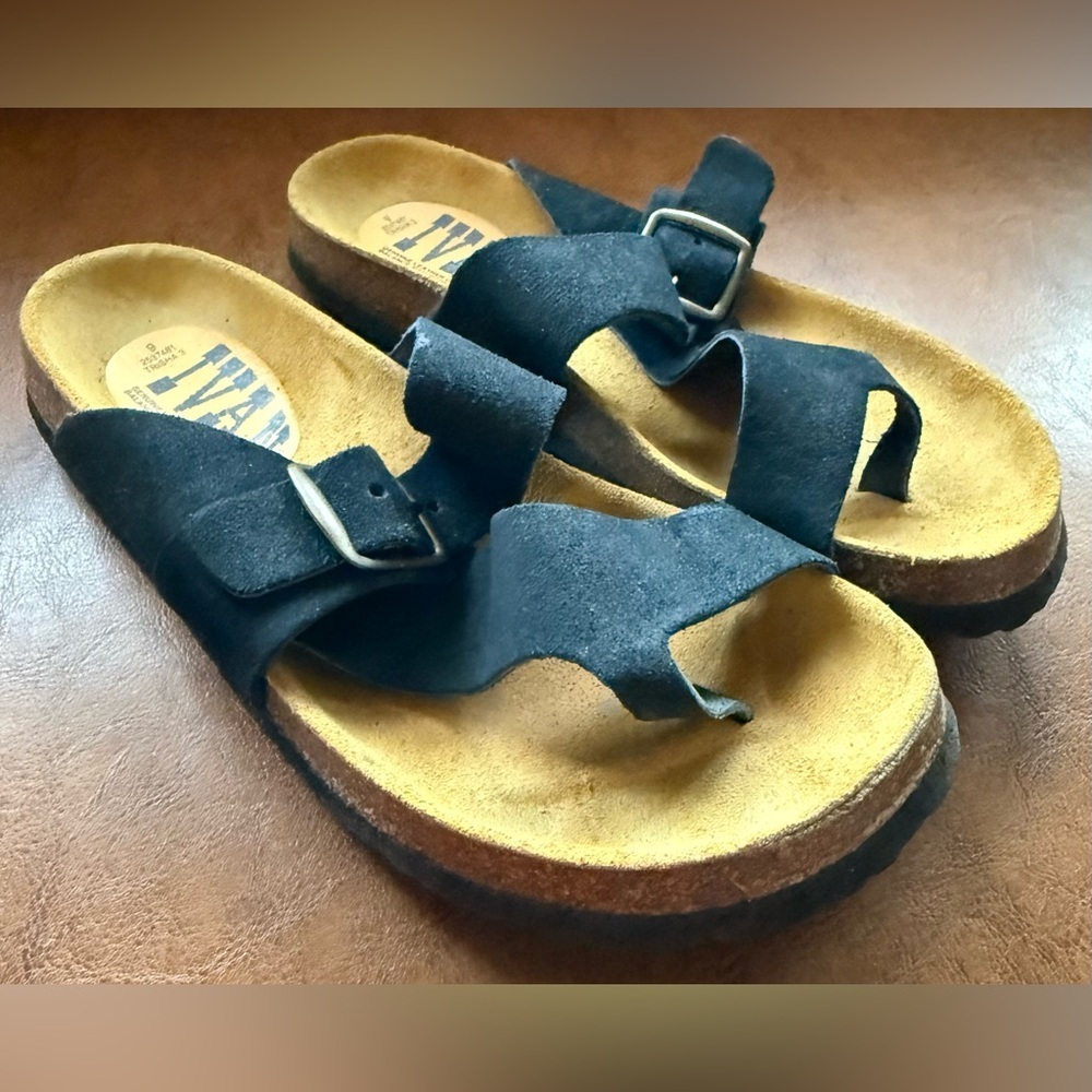 Ivan Trisha 3 Suede Leather Cork Sandals Spain Size 9 - Picture 2 of 6